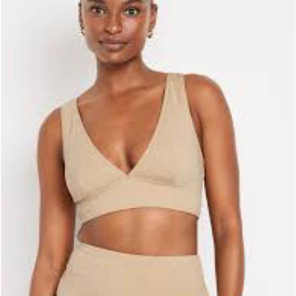 Old Navy V-Neck Longline Pucker bikini top & High-Waisted French-Cut Bottoms